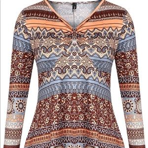 NWT Women's V Neck Twist Knot Front Long Sleeve